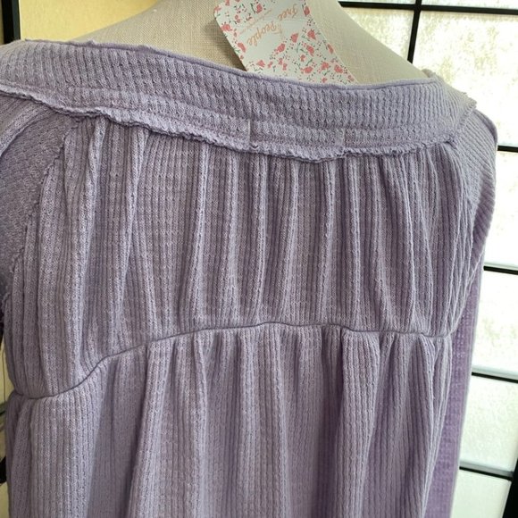 NWT Free People Waffle Knit Henley - Picture 3 of 6